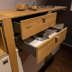 Wohnwand LS 043016 Albero Sideboard Vitrine Lack Weiß Matt Santanaeiche