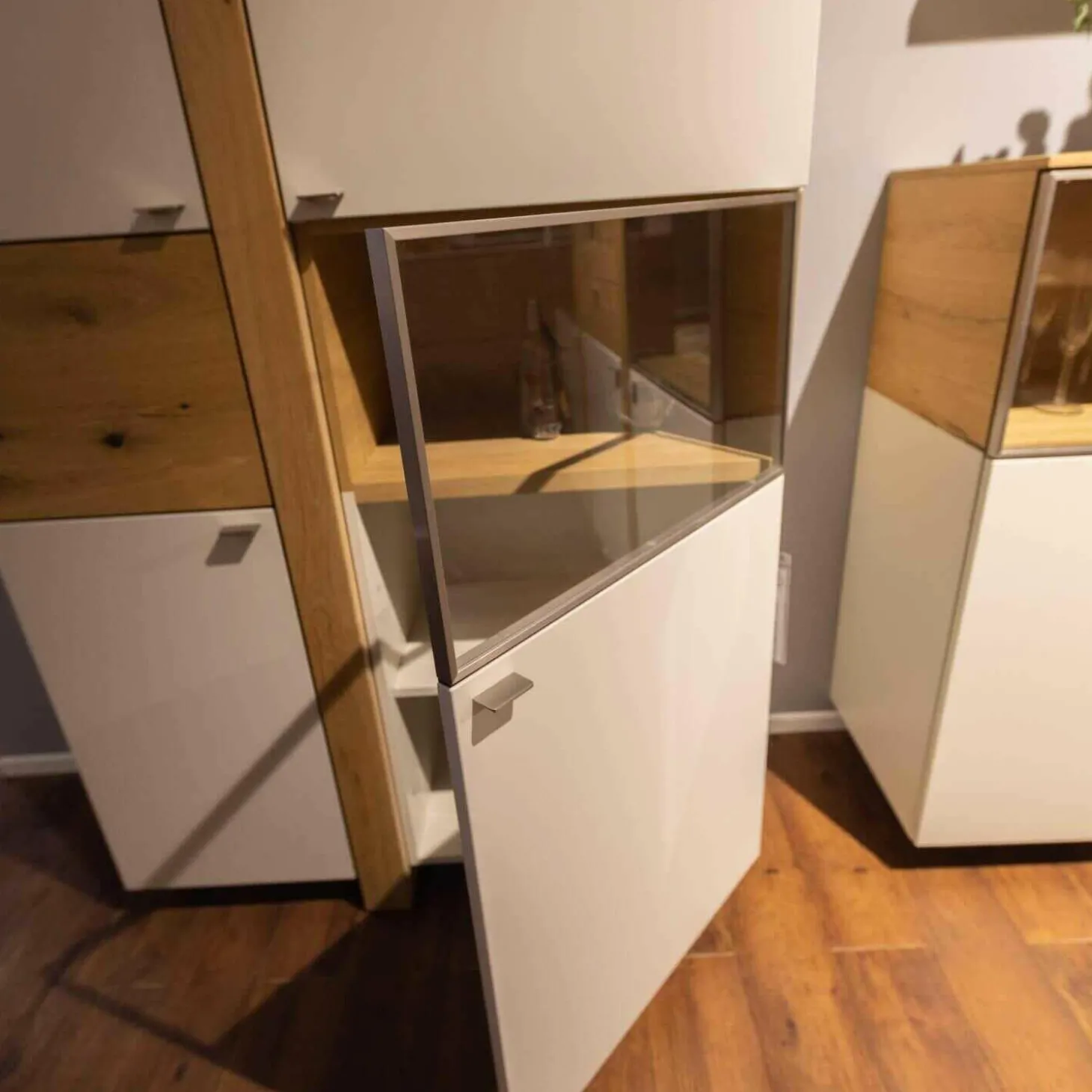 Wohnwand LS 043016 Albero Sideboard Vitrine Lack Weiß Matt Santanaeiche