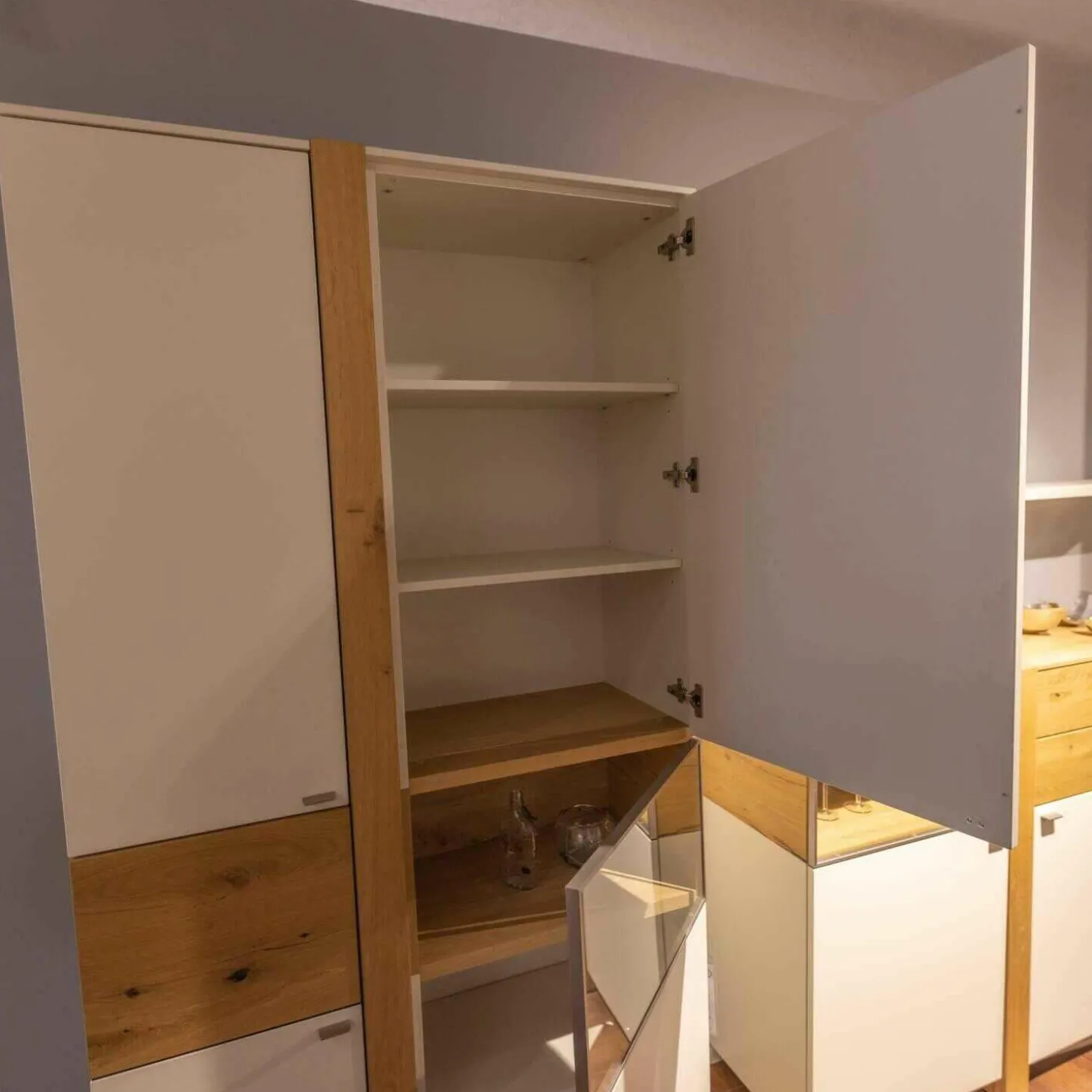 Wohnwand LS 043016 Albero Sideboard Vitrine Lack Weiß Matt Santanaeiche