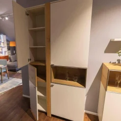 Wohnwand LS 043016 Albero Sideboard Vitrine Lack Weiß Matt Santanaeiche