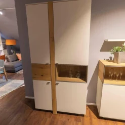 Wohnwand LS 043016 Albero Sideboard Vitrine Lack Weiß Matt Santanaeiche