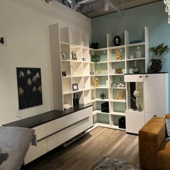 Wohnwand LS 561220 PG1 Lack Seidenmatt Weiß Und Anthrazit Inklusive LED-Beleuchtung