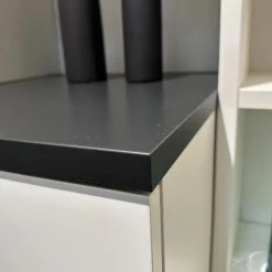 Wohnwand LS 561220 PG1 Lack Seidenmatt Weiß Und Anthrazit Inklusive LED-Beleuchtung