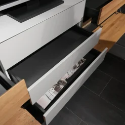 Wohnwand Media Design 580004-352 Asteiche Hell Massiv Lichtgrau Braun