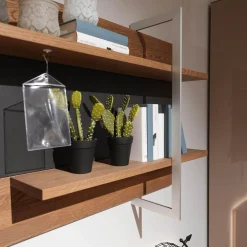 Wohnwand Media Design 5800001-343 Raucheiche Massiv Lackfarbton Schiefer Schwarz