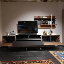 Wohnwand Media Design 5800001-343 Raucheiche Massiv Lackfarbton Schiefer Schwarz