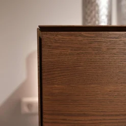 Wohnwand Media Design 5800001-343 Raucheiche Massiv Lackfarbton Schiefer Schwarz