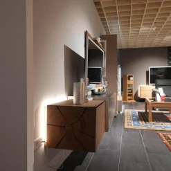 Wohnwand Media Design 5800001-343 Raucheiche Massiv Lackfarbton Schiefer Schwarz