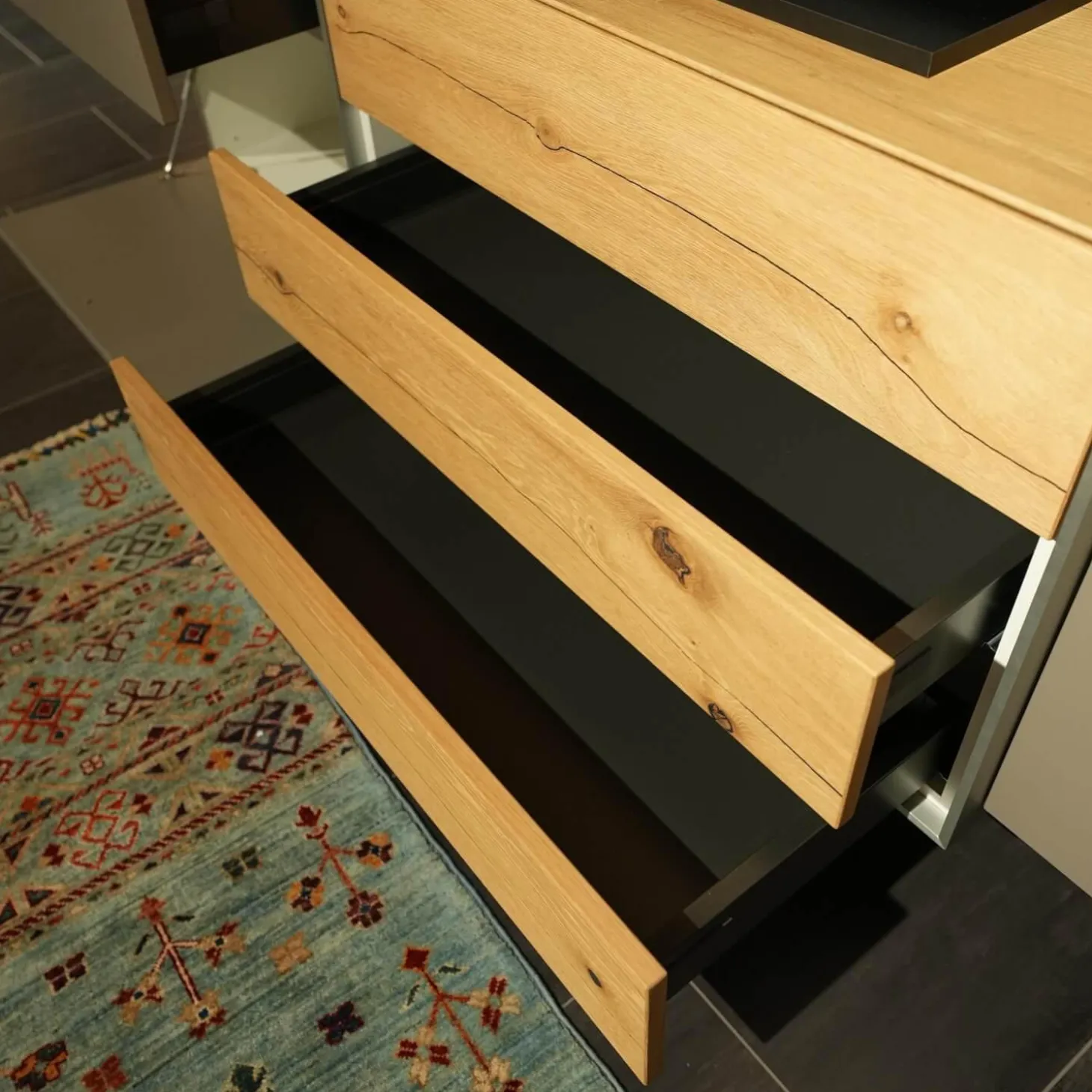 Wohnwand Media Design Holz Nougat Mattlack Braun