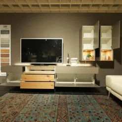 Wohnwand Media Design Holz Nougat Mattlack Braun