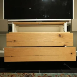 Wohnwand Media Design Holz Nougat Mattlack Braun