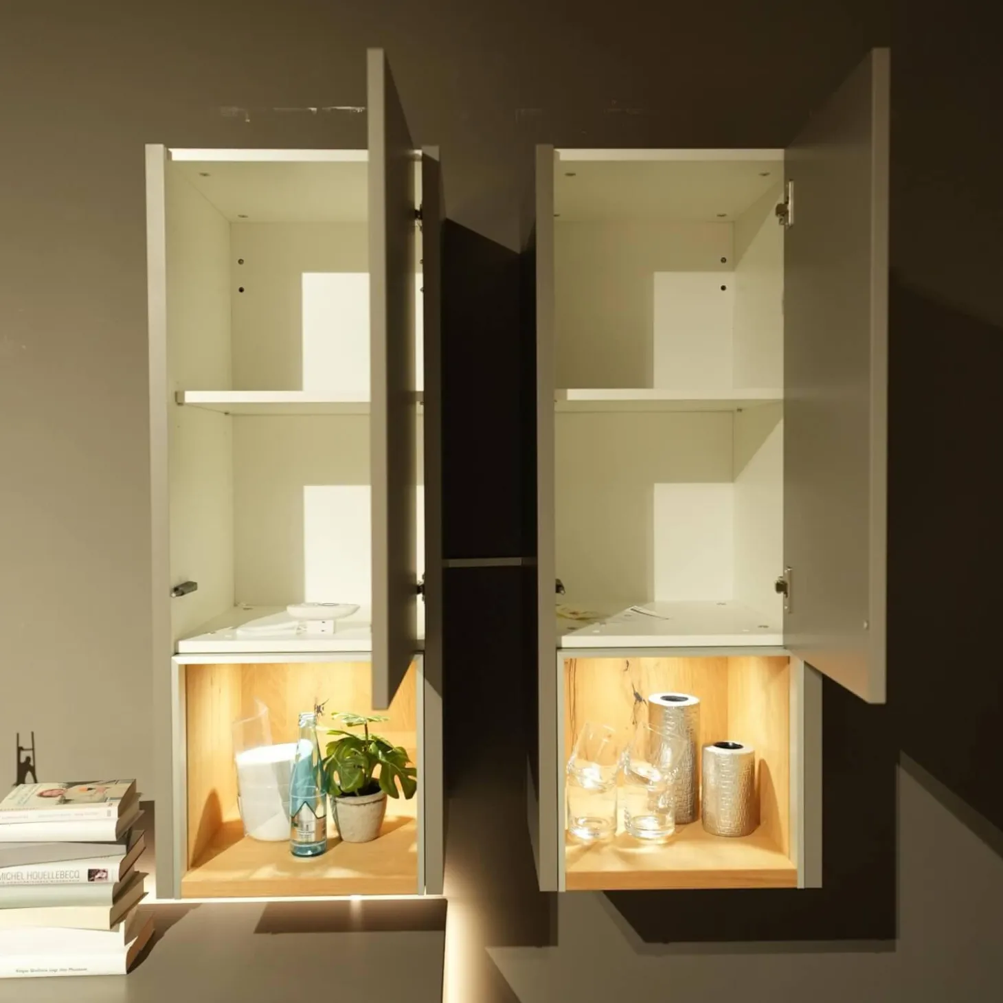 Wohnwand Media Design Holz Nougat Mattlack Braun