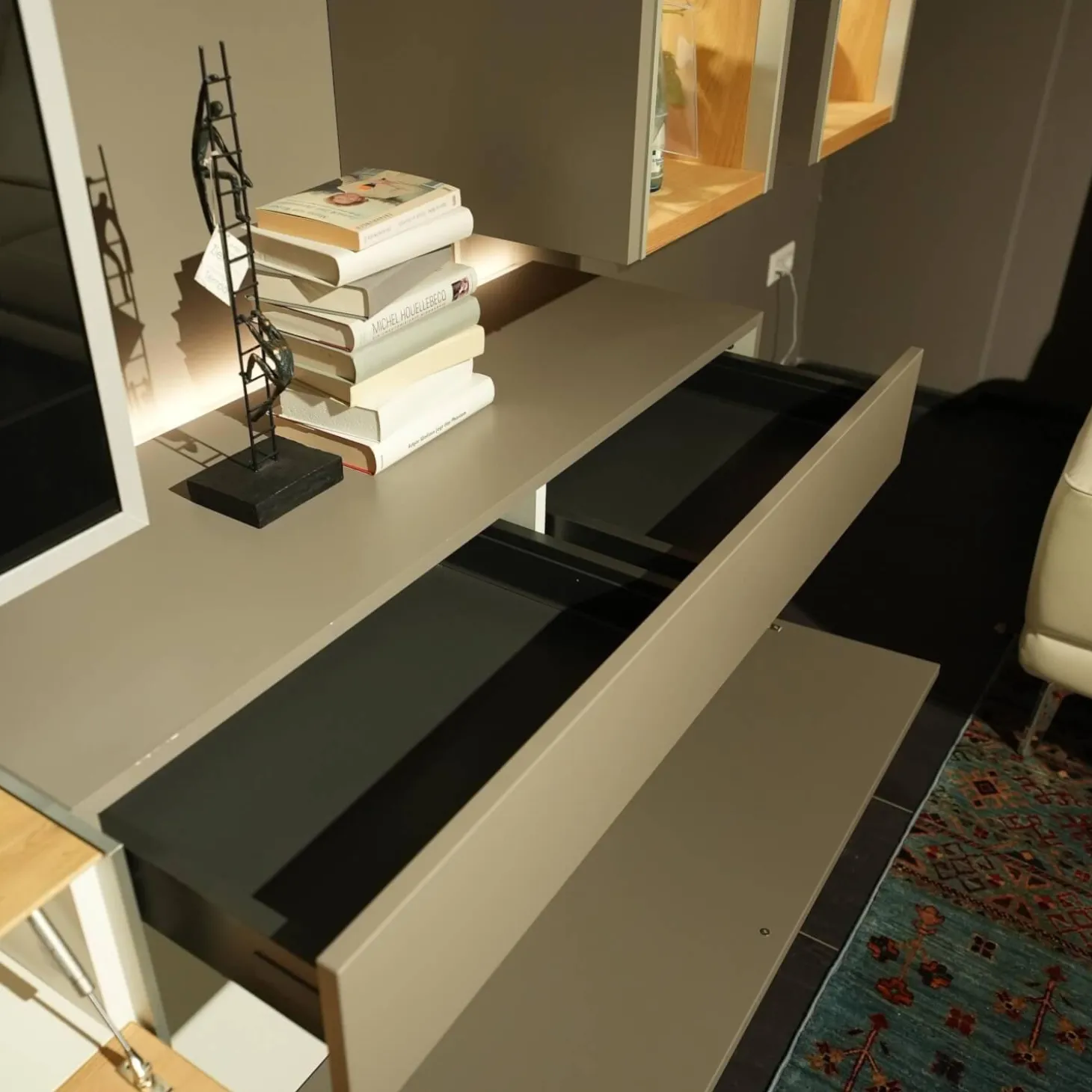 Wohnwand Media Design Holz Nougat Mattlack Braun