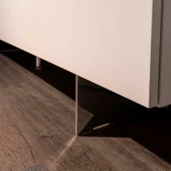 Wohnwand Merano Lack Weiß Eisblau Tip-on-Beschlag Grifflos