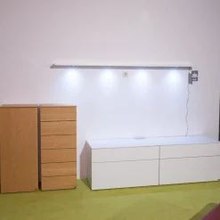 Wohnwand Merano Lack Weiß Wildeiche Inklusive Beleuchtung Und Fernbedienung