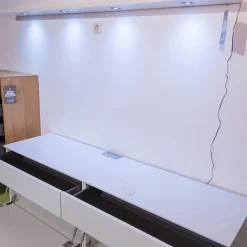 Wohnwand Merano Lack Weiß Wildeiche Inklusive Beleuchtung Und Fernbedienung