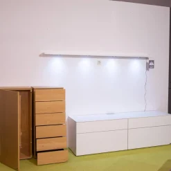 Wohnwand Merano Lack Weiß Wildeiche Inklusive Beleuchtung Und Fernbedienung