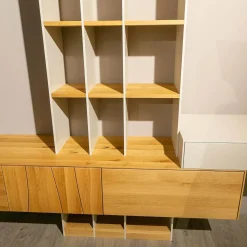 Wohnwand Mileto Asteiche Gebürstet Natur Geölt Und MDF Lichtgrau Lackiert