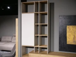 Wohnwand Mileto Asteiche Glas Lichtgrau