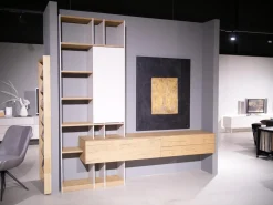 Wohnwand Mileto Asteiche Glas Lichtgrau