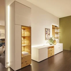 Wohnwand Mino Lack Kristallweiß Matt Akzente Wildeiche Hell Soft Gebürstet Geölt Inklusive Beleuchtung Und Kabeldurchlass