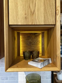 Wohnwand Missoula Eiche Geölt Glas Anthrazit Inklusive LED Beleuchtung Und Trafo