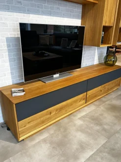 Wohnwand Missoula Eiche Geölt Glas Anthrazit Inklusive LED Beleuchtung Und Trafo