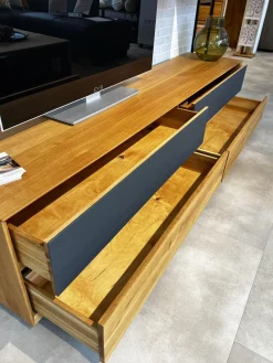 Wohnwand Missoula Eiche Geölt Glas Anthrazit Inklusive LED Beleuchtung Und Trafo