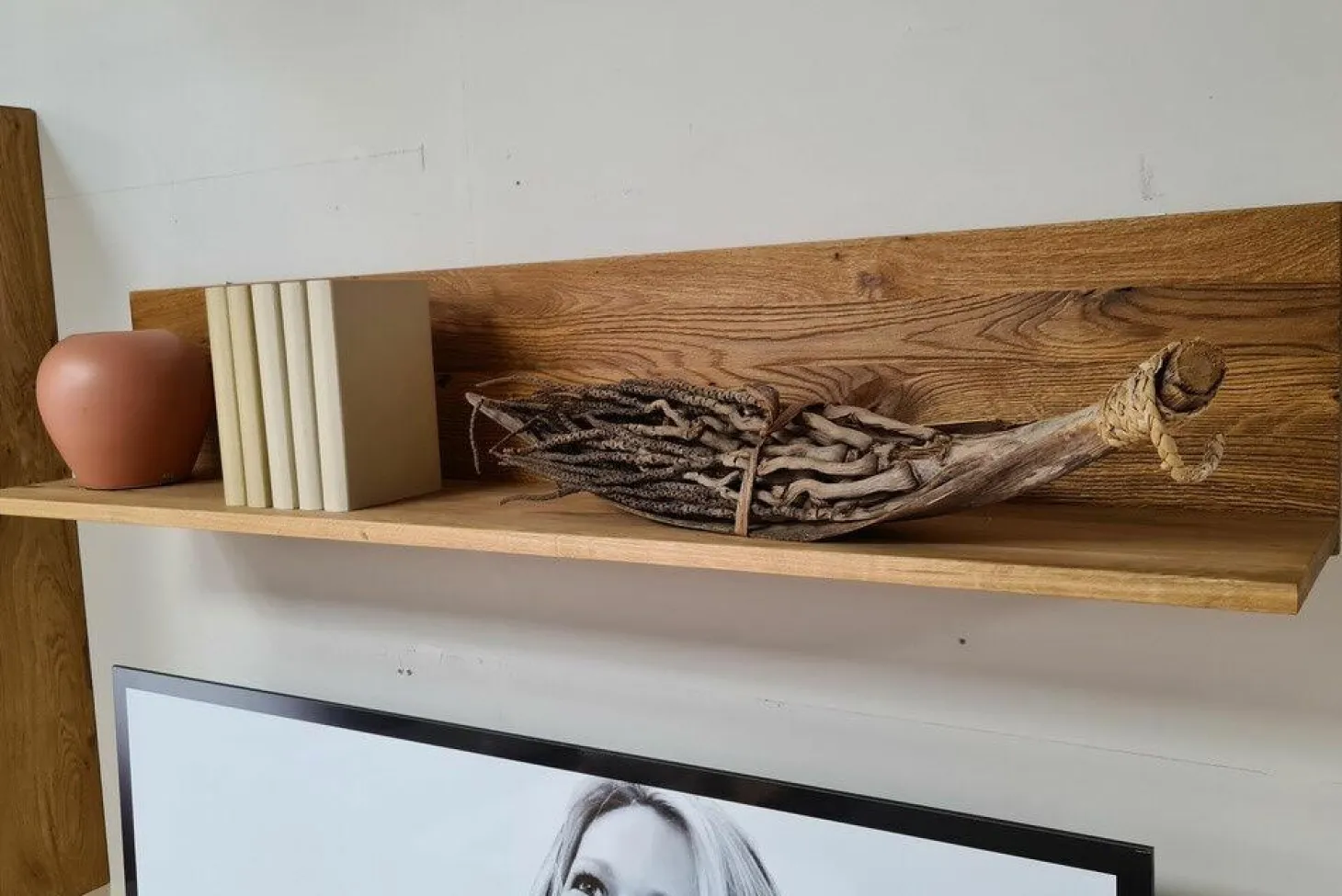 Wohnwand Missoula Eiche Massiv Geölt mit LED-Beleuchtung