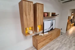 Wohnwand Missoula Eiche Massiv Geölt mit LED-Beleuchtung