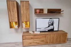 Wohnwand Missoula Eiche Massiv Geölt mit LED-Beleuchtung