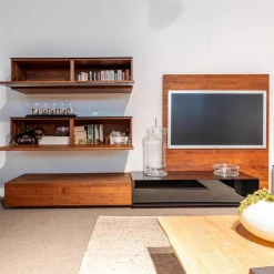 Wohnwand Mit TV Wand Und Hängeschränken Kirschbaum