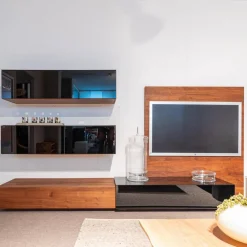 Wohnwand Mit TV Wand Und Hängeschränken Kirschbaum