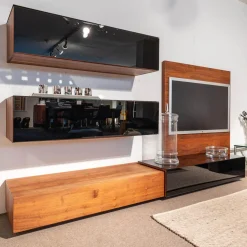 Wohnwand Mit TV Wand Und Hängeschränken Kirschbaum