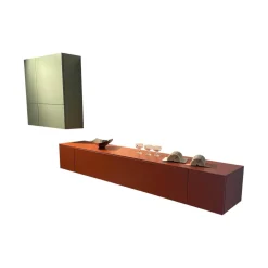 Wohnwand Neo Lack NCS S3050 Orange Und NCS S3010 Grün