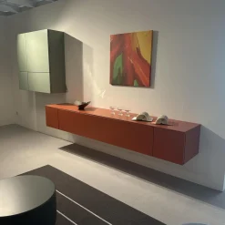 Wohnwand Neo Lack NCS S3050 Orange Und NCS S3010 Grün