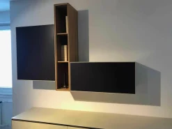 Wohnwand Nex Side Eiche Massiv Mattlack Weiß Dune Violett