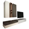 Wohnwand Next Lack Snow Weiß Silver Silber Und Granit Grau Holz Natural Oak Mit Soundsystem Ohne Fernseher