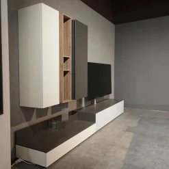 Wohnwand Next Lack Snow Weiß Silver Silber Und Granit Grau Holz Natural Oak Mit Soundsystem Ohne Fernseher