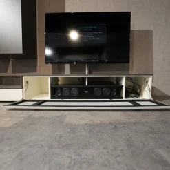 Wohnwand Next Lack Snow Weiß Silver Silber Und Granit Grau Holz Natural Oak Mit Soundsystem Ohne Fernseher