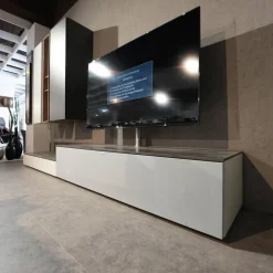 Wohnwand Next Lack Snow Weiß Silver Silber Und Granit Grau Holz Natural Oak Mit Soundsystem Ohne Fernseher