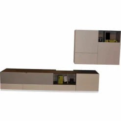 Wohnwand Niba Weiß Granit Lackiert mit LED-Beleuchtung und TV-Halterung