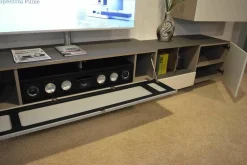 Wohnwand Niba Weiß Granit Lackiert mit LED-Beleuchtung und TV-Halterung