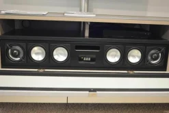 Wohnwand Niba Weiß Granit Lackiert mit LED-Beleuchtung und TV-Halterung