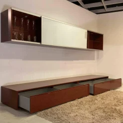 Wohnwand Novora Holz Lack RAL 3009 Weiß Oxidrot