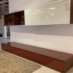 Wohnwand Novora Holz Lack RAL 3009 Weiß Oxidrot