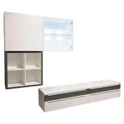 Wohnwand Now Touch 9801141 Lack Supermatt Reinweiß Akzent Samteiche Grau