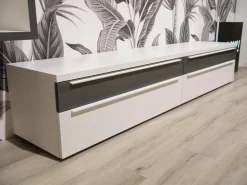 Wohnwand Now Touch 9801141 Lack Supermatt Reinweiß Akzent Samteiche Grau