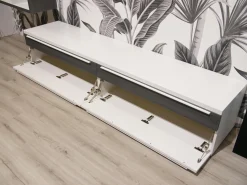 Wohnwand Now Touch 9801141 Lack Supermatt Reinweiß Akzent Samteiche Grau