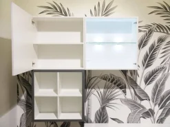 Wohnwand Now Touch 9801141 Lack Supermatt Reinweiß Akzent Samteiche Grau